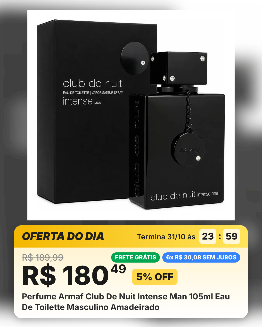 Perfume Armaf Club De Nuit Intense Man 105ml Eau De Toilette Masculino Amadeirado