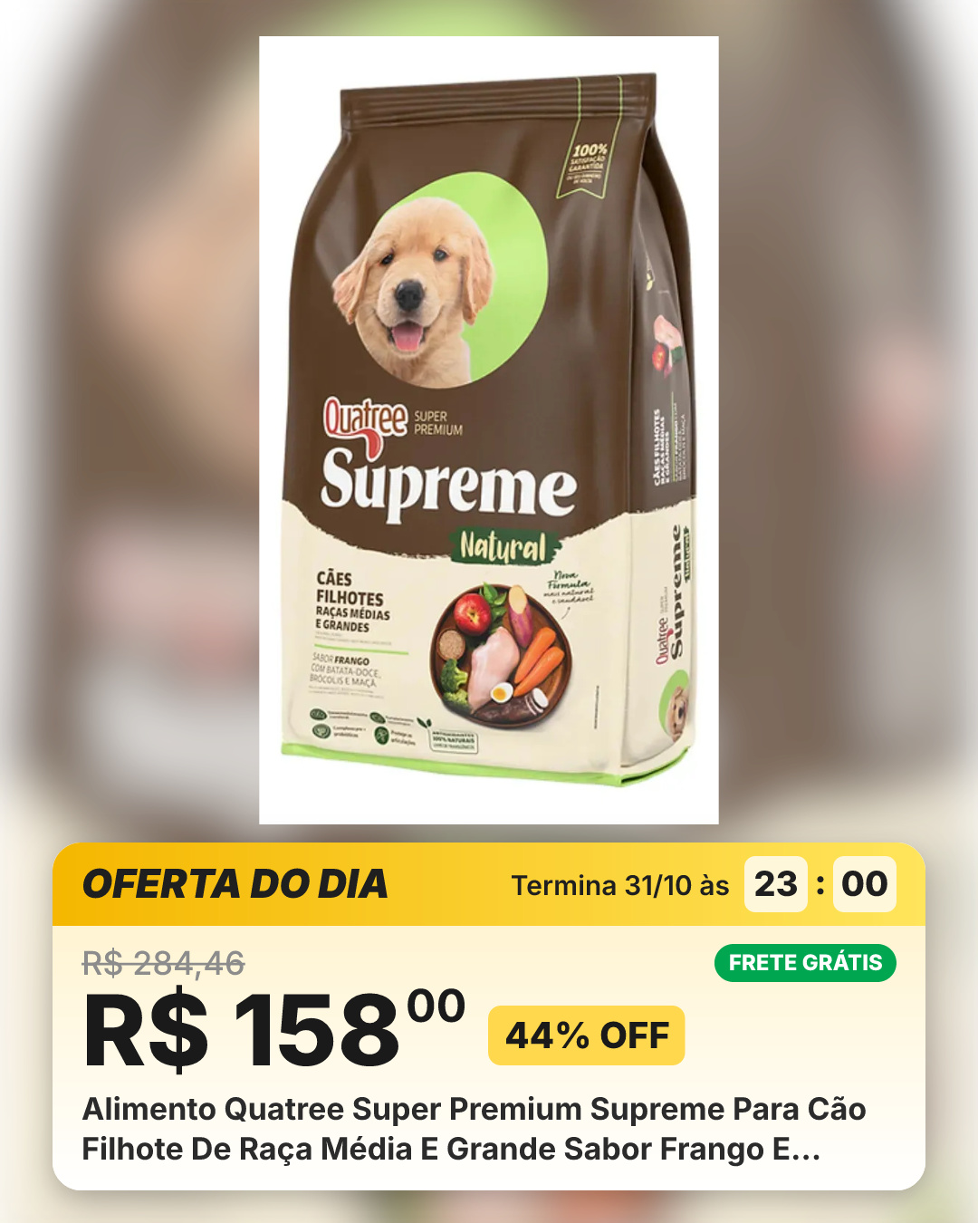 Alimento Quatree Super Premium Supreme Para Cão Filhote De Raça Média E Grande Sabor Frango E Batata Doce Em Saco De 10.1kg