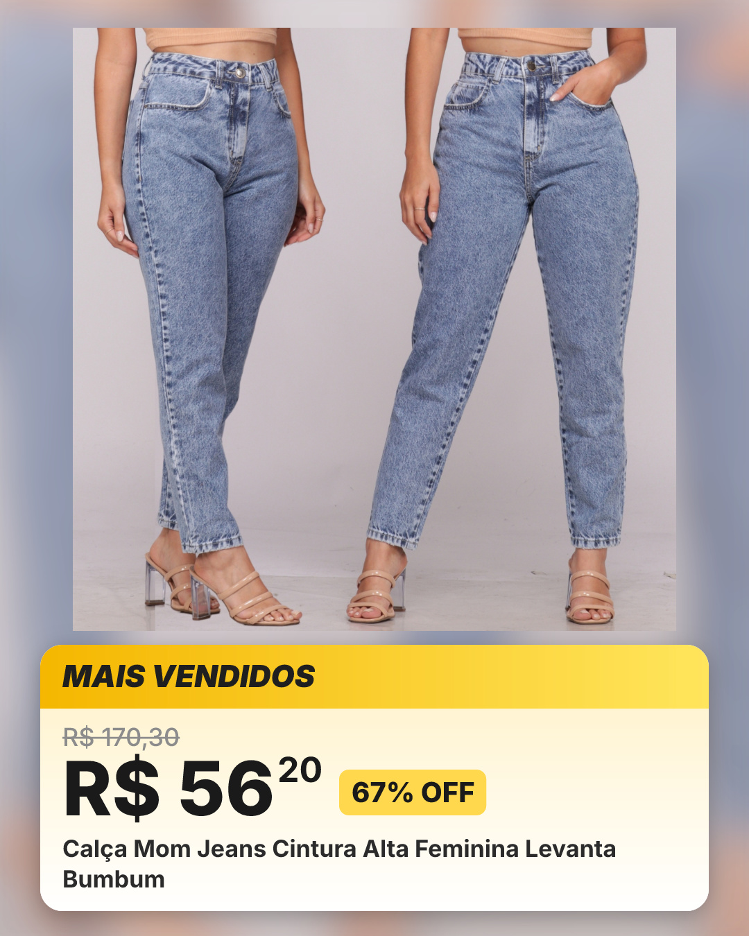 Calça Mom Jeans Cintura Alta Feminina Levanta Bumbum