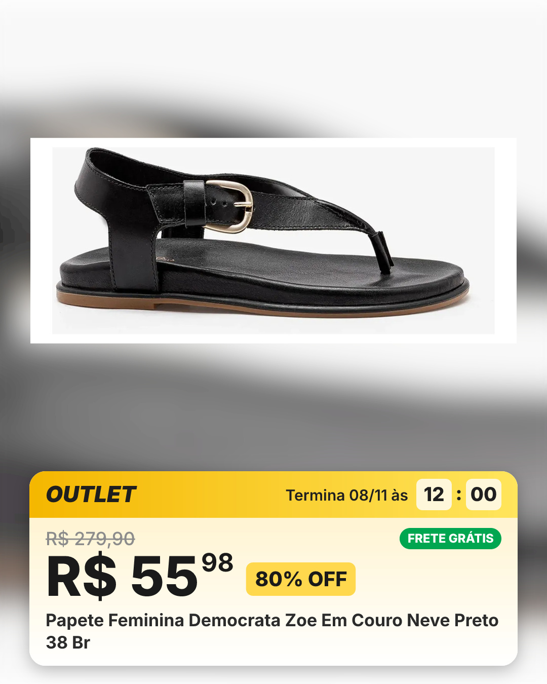Papete Feminina Democrata Zoe Em Couro Neve Preto 38 Br