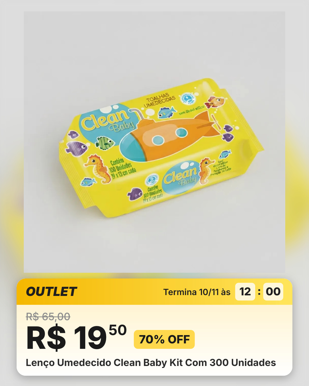 Lenço Umedecido Clean Baby Kit Com 300 Unidades