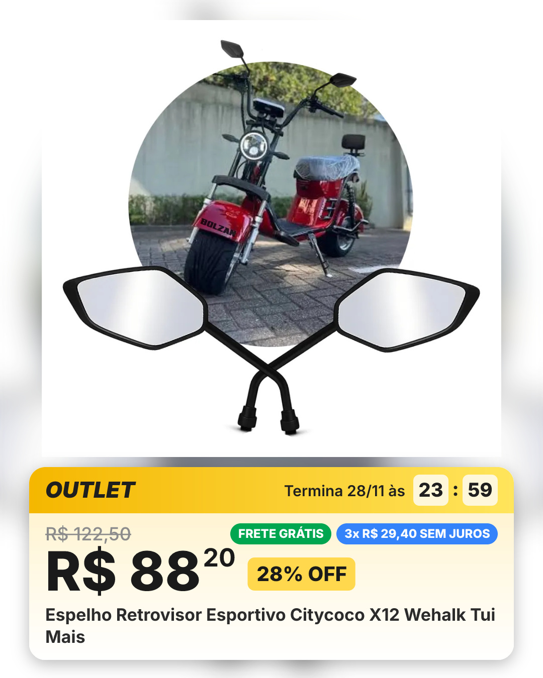 Espelho Retrovisor Esportivo Citycoco X12 Wehalk Tui Mais