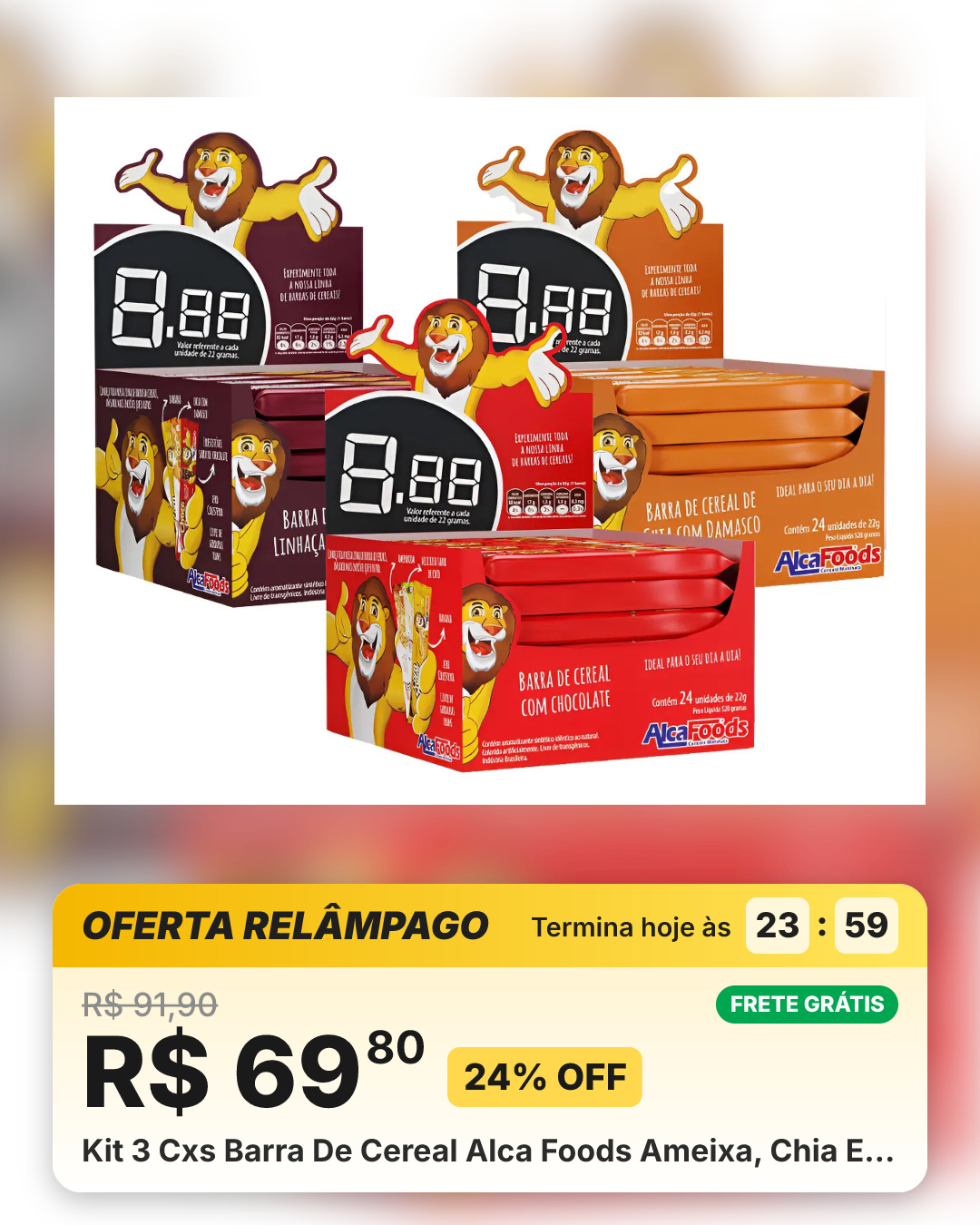 Kit 3 Cxs Barra De Cereal Alca Foods Ameixa, Chia E…