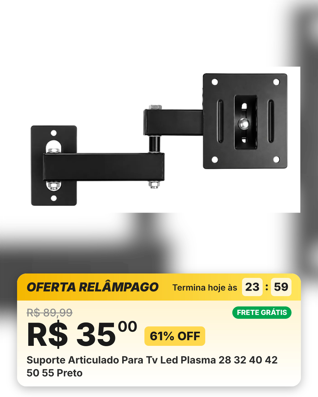 Suporte Articulado Para Tv Led Plasma 28 32 40 42 50 55 Preto