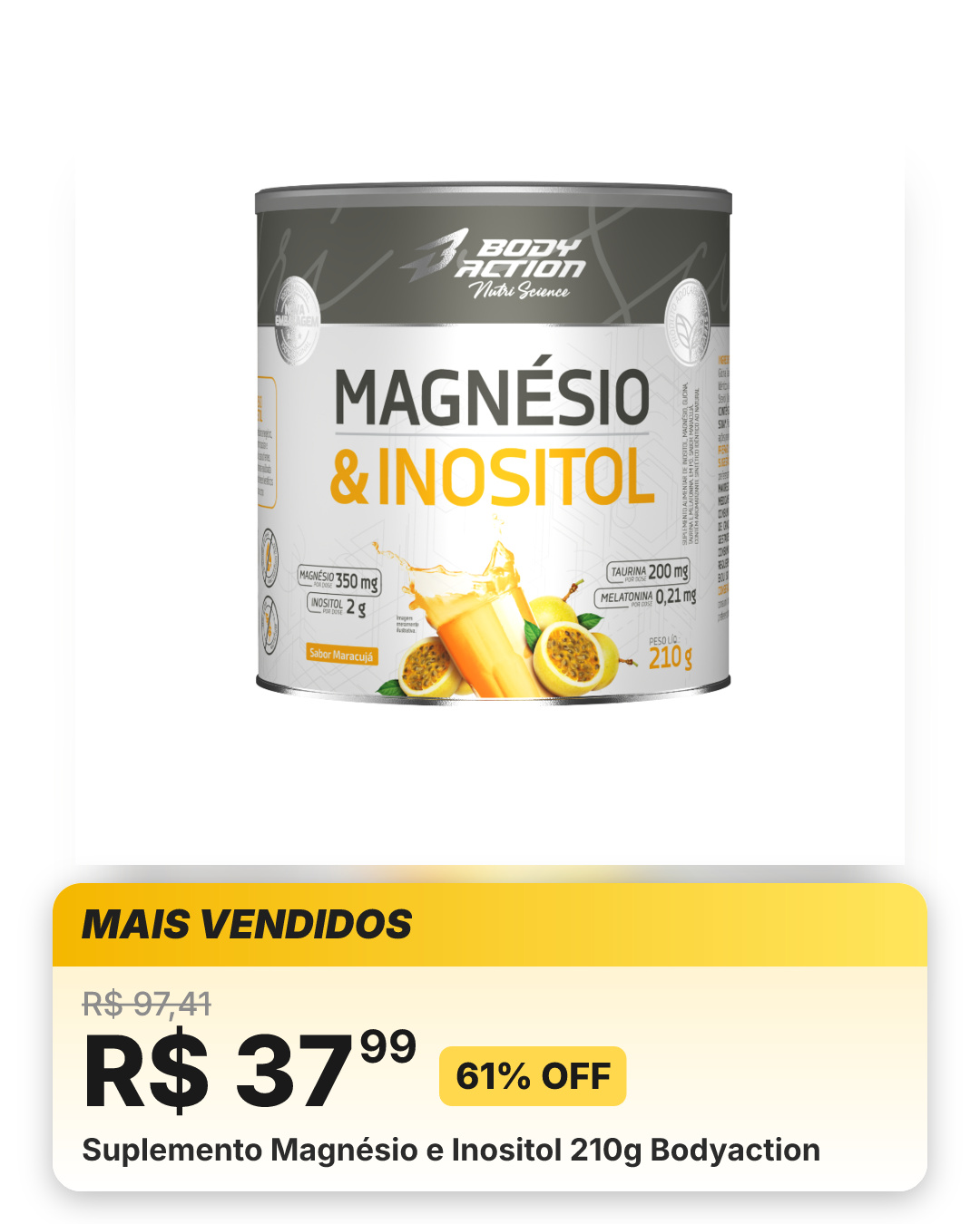 Suplemento Magnésio e Inositol 210g Bodyaction