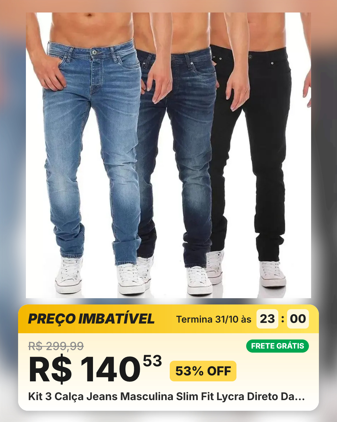 Kit 3 Calça Jeans Masculina Slim Fit Lycra Direto Da…