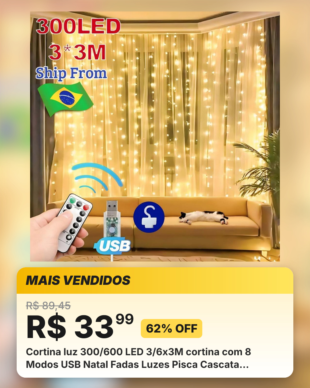 Cortina luz 300/600 LED 3/6x3M cortina com 8 Modos USB Natal Fadas Luzes Pisca Cascata Decoração Janela 110v-220v