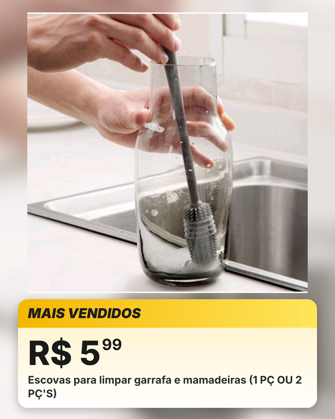 Escovas para limpar garrafa e mamadeiras (1 PÇ OU 2 PÇ'S)