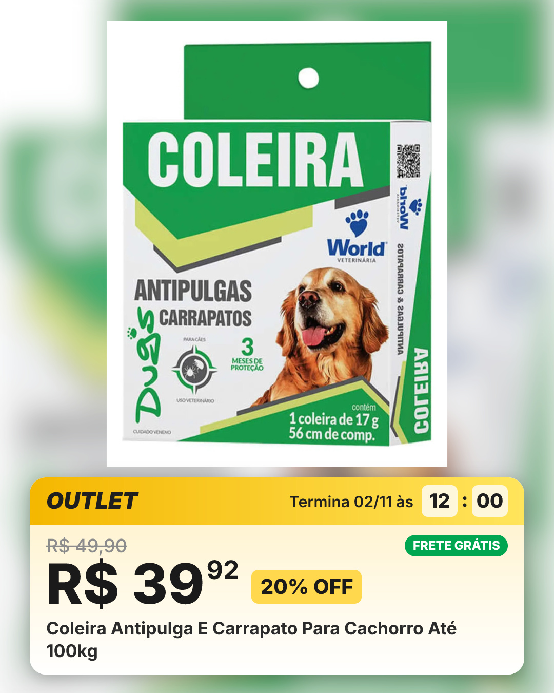 Coleira Antipulga E Carrapato Para Cachorro Até 100kg
