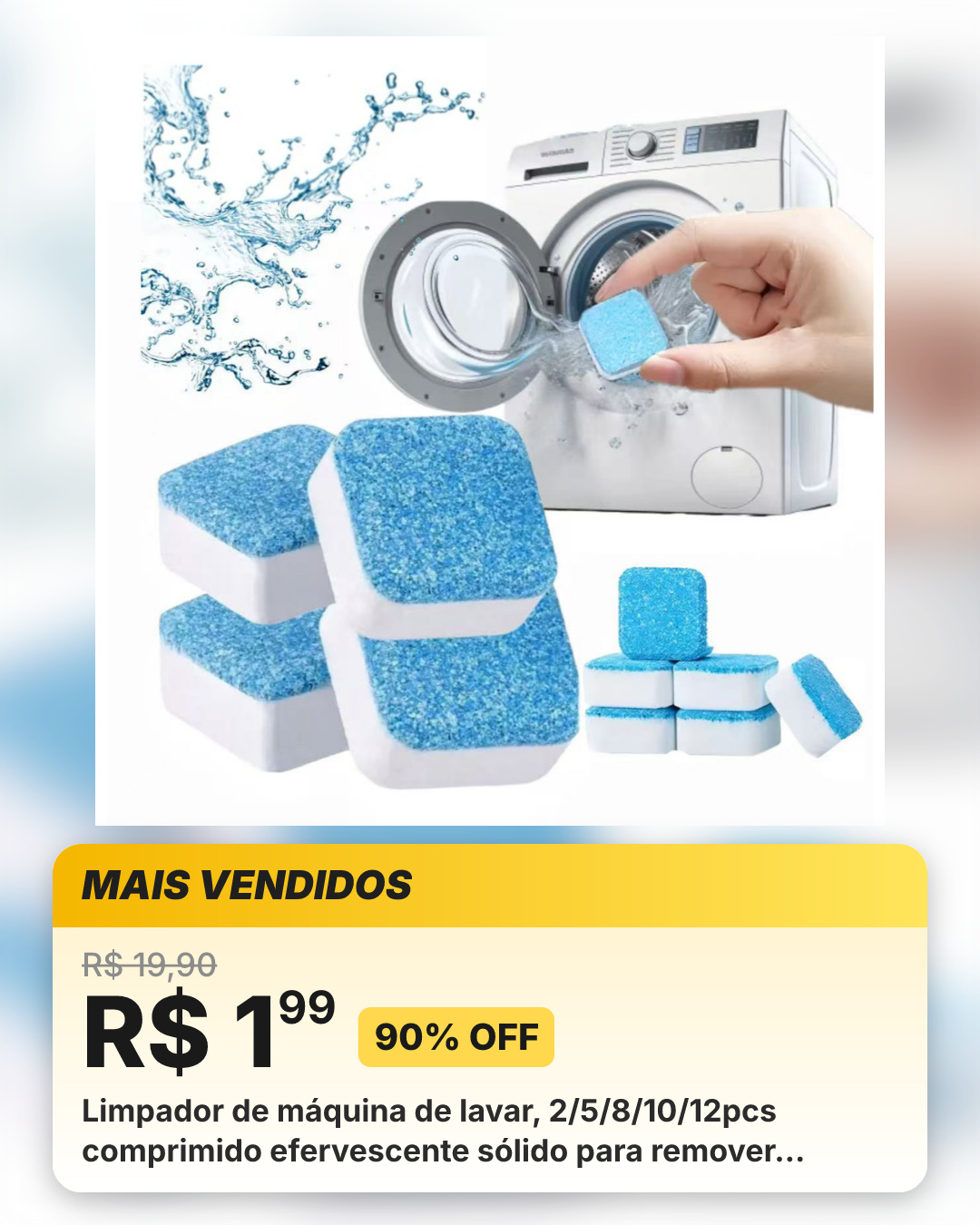 Limpador de máquina de lavar, 2/5/8/10/12pcs comprimido efervescente sólido para remover manchas