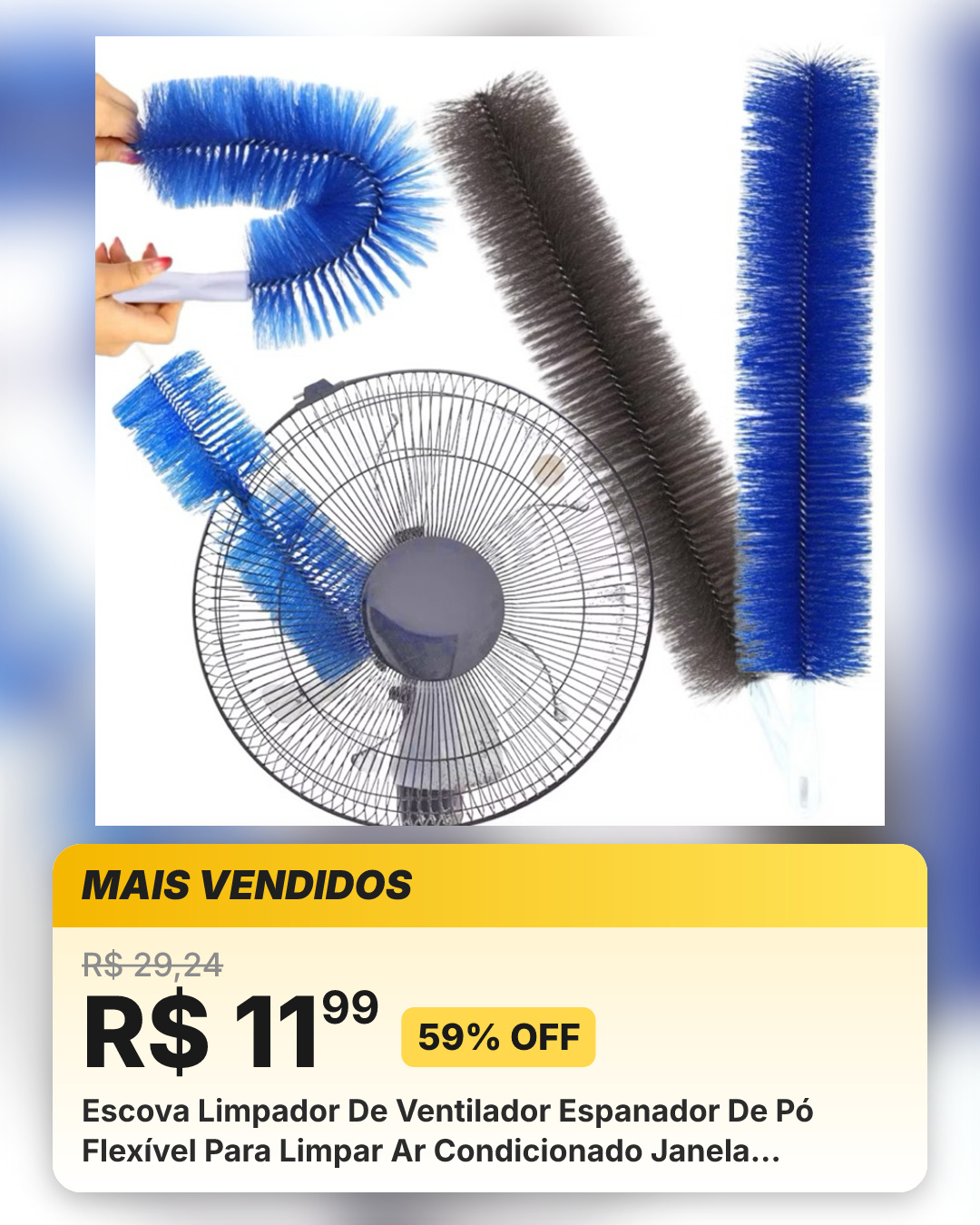 Escova Limpador De Ventilador Espanador De Pó Flexível Para Limpar Ar Condicionado Janela Ajustável multiuso