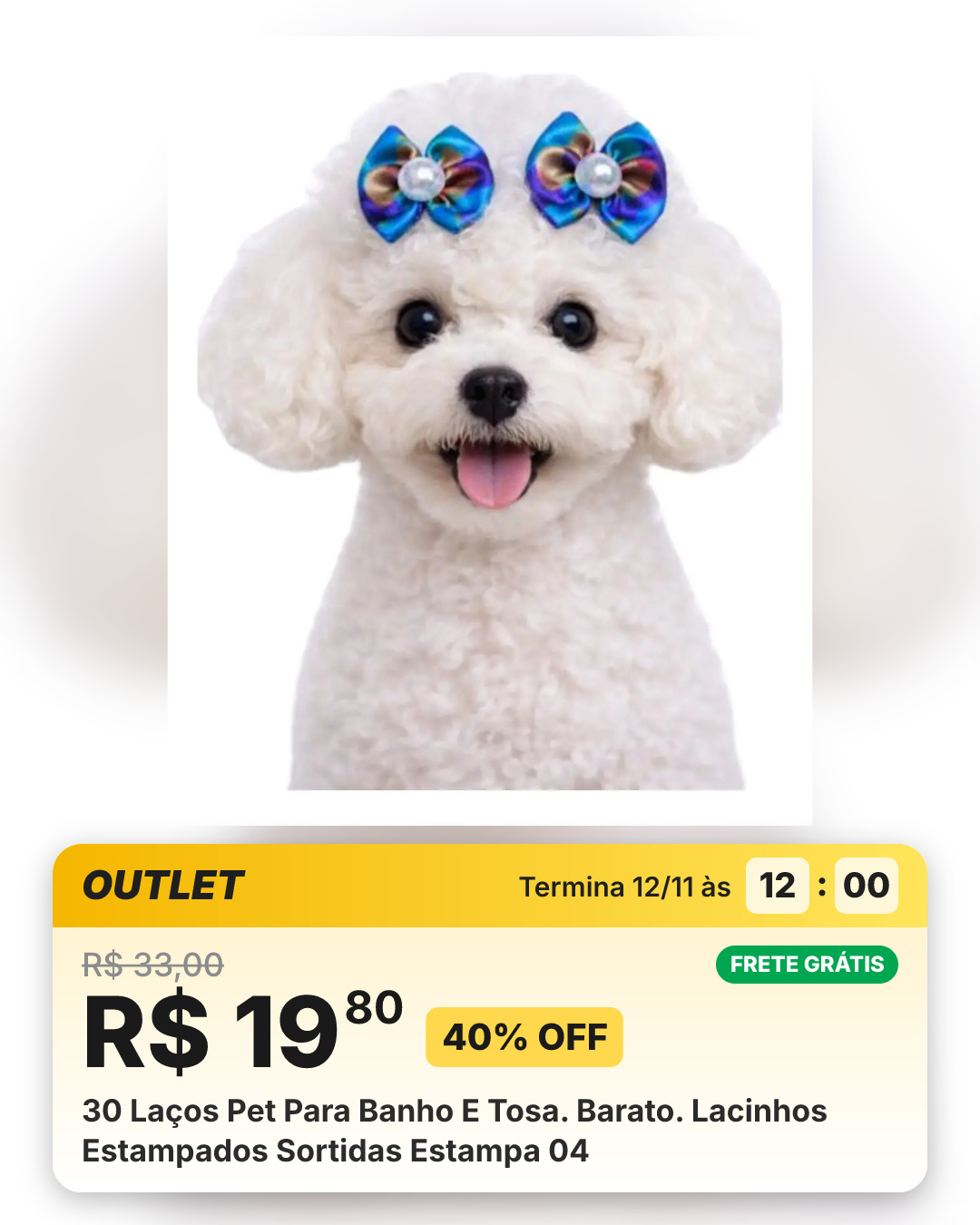 30 Laços Pet Para Banho E Tosa. Barato. Lacinhos Estampados Sortidas Estampa 04