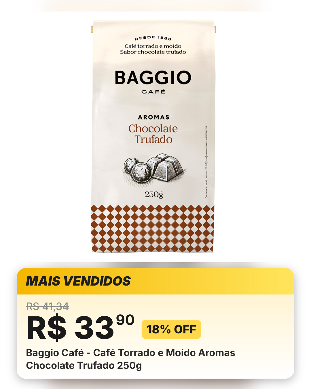 Baggio Café - Café Torrado e Moído Aromas Chocolate Trufado 250g