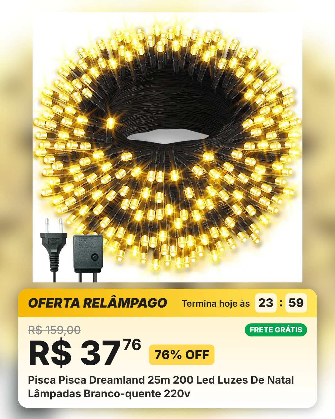 Pisca Pisca Dreamland 25m 200 Led Luzes De Natal Lâmpadas Branco-quente 220v