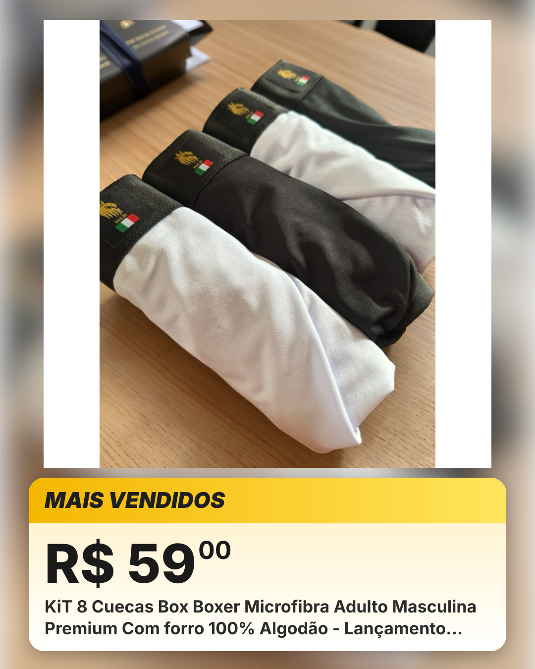 KiT 8 Cuecas Box Boxer Microfibra Adulto Masculina Premium Com forro 100% Algodão - Lançamento Modelo Itália--