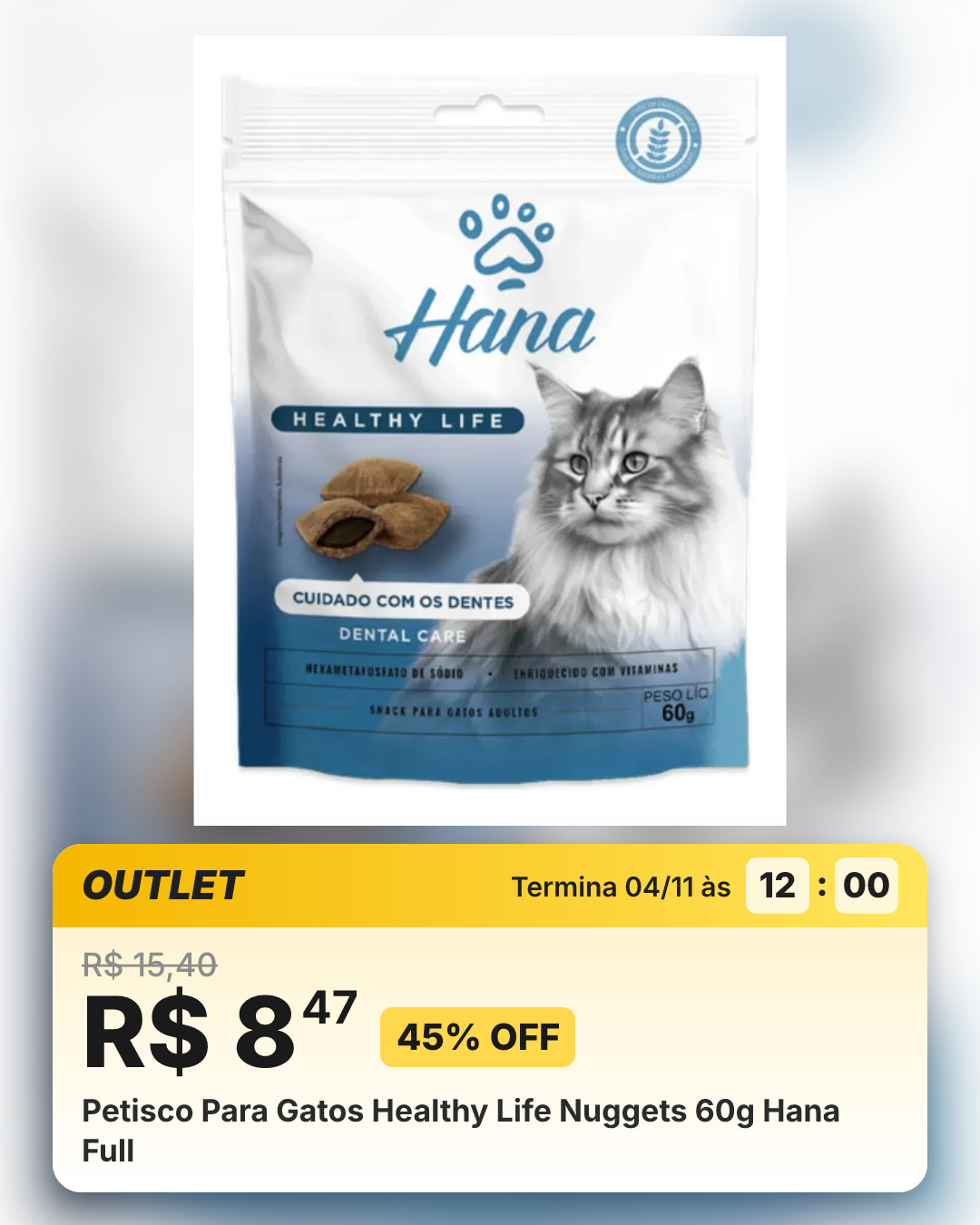 Petisco Para Gatos Healthy Life Nuggets 60g Hana Full