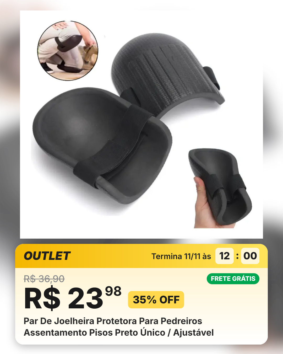 Par De Joelheira Protetora Para Pedreiros Assentamento Pisos Preto Único / Ajustável