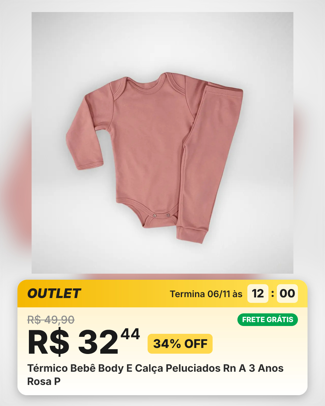 Térmico Bebê Body E Calça Peluciados Rn A 3 Anos Rosa P