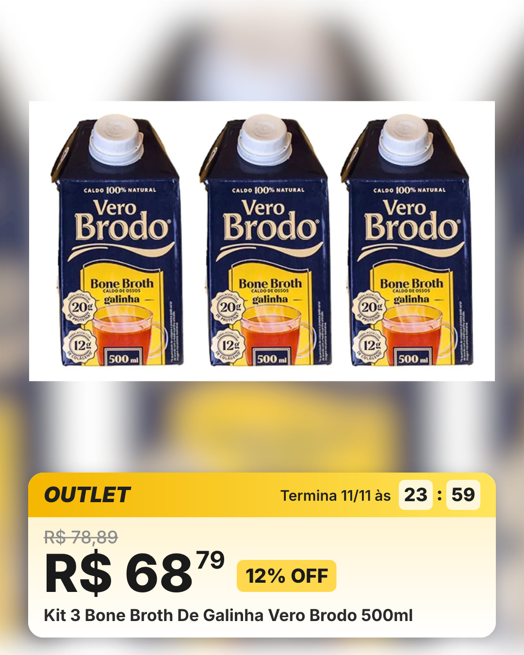 Kit 3 Bone Broth De Galinha Vero Brodo 500ml