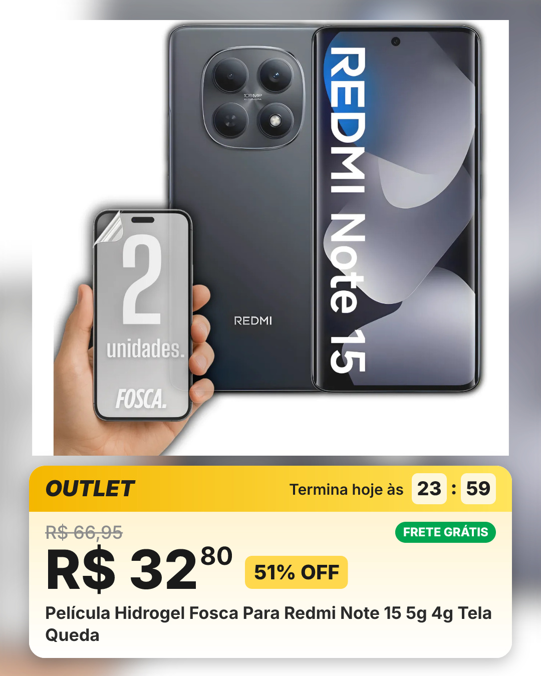 Película Hidrogel Fosca Para Redmi Note 15 5g 4g Tela Queda