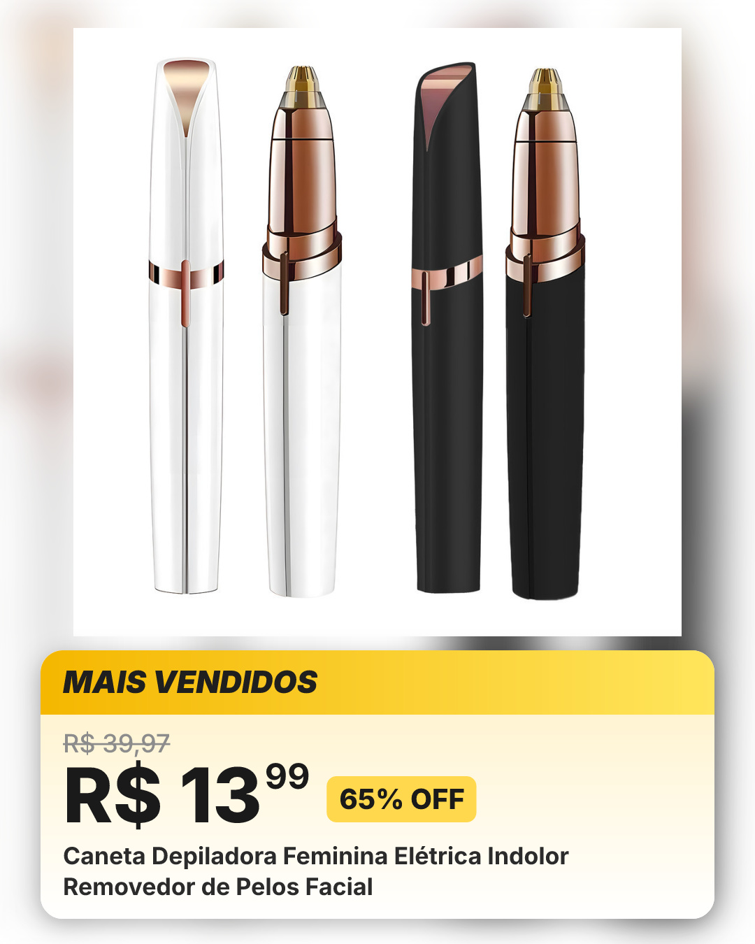 Caneta Depiladora Feminina Elétrica Indolor Removedor de Pelos Facial