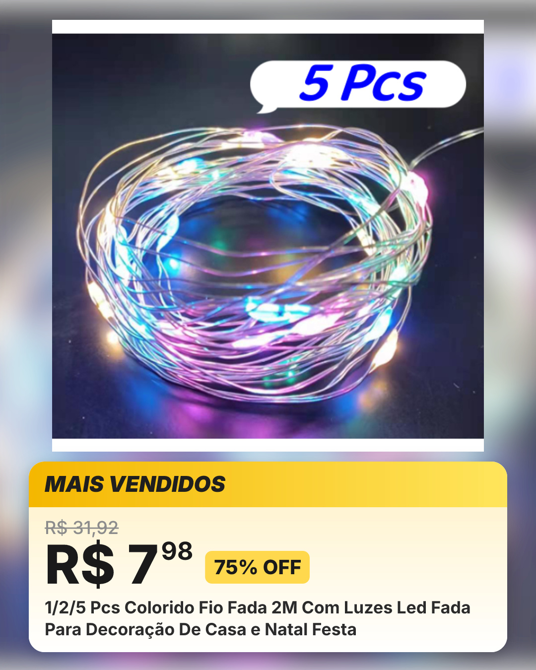 1/2/5 Pcs Colorido Fio Fada 2M Com Luzes Led Fada Para Decoração De Casa e Natal Festa
