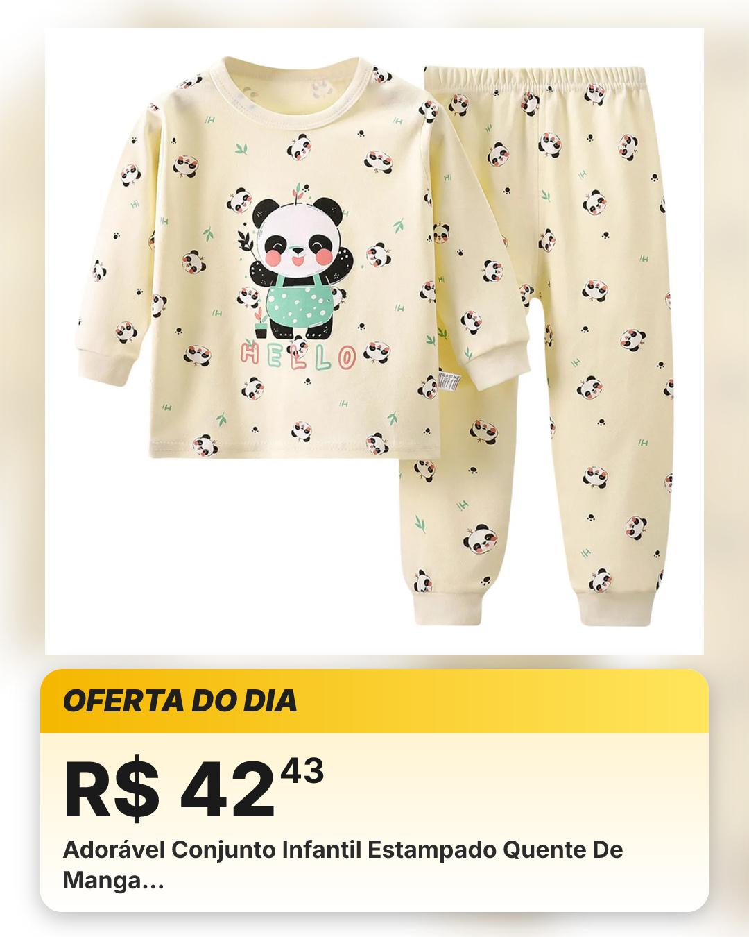 Adorável Conjunto Infantil Estampado Quente De Manga…