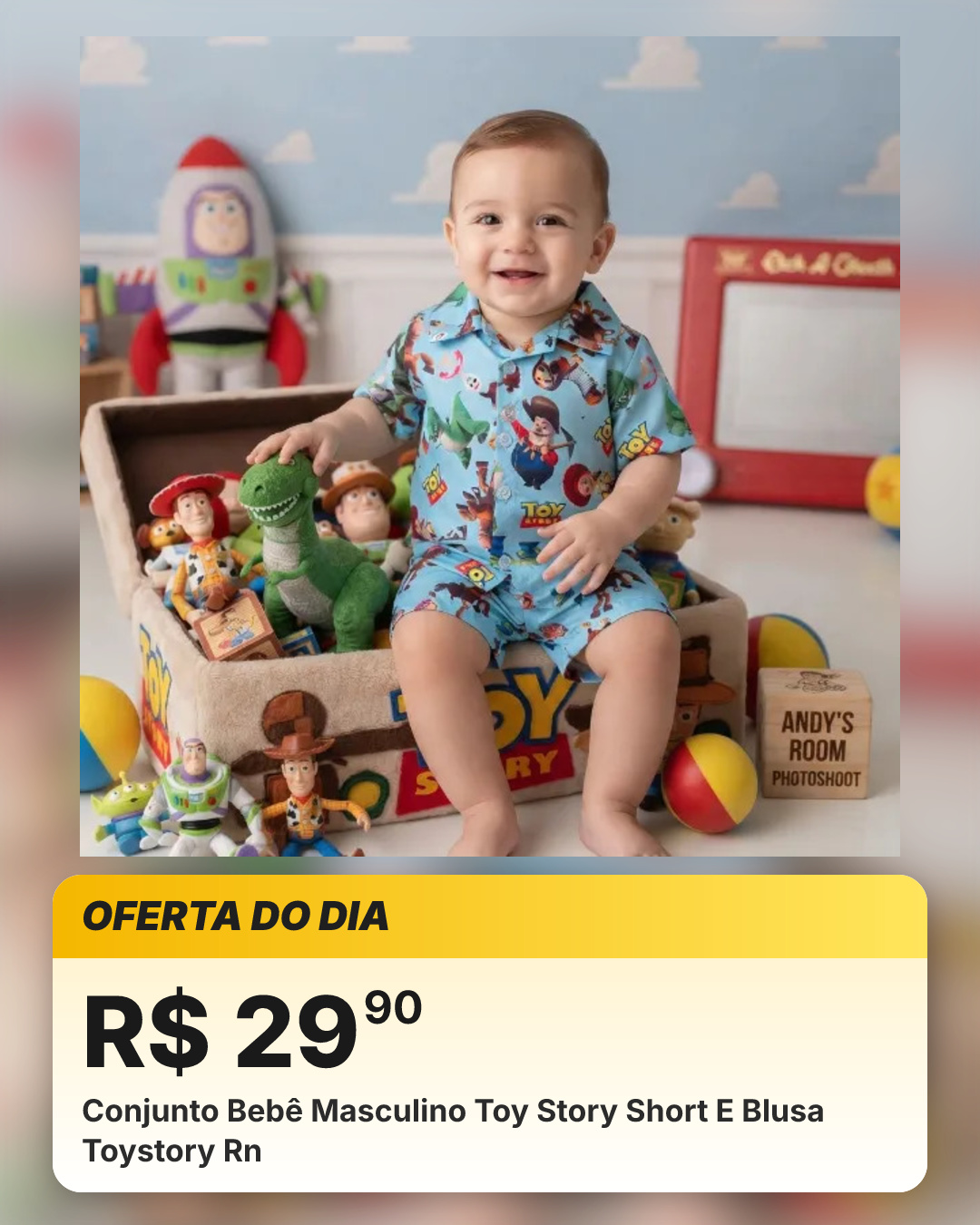Conjunto Bebê Masculino Toy Story Short E Blusa Toystory Rn