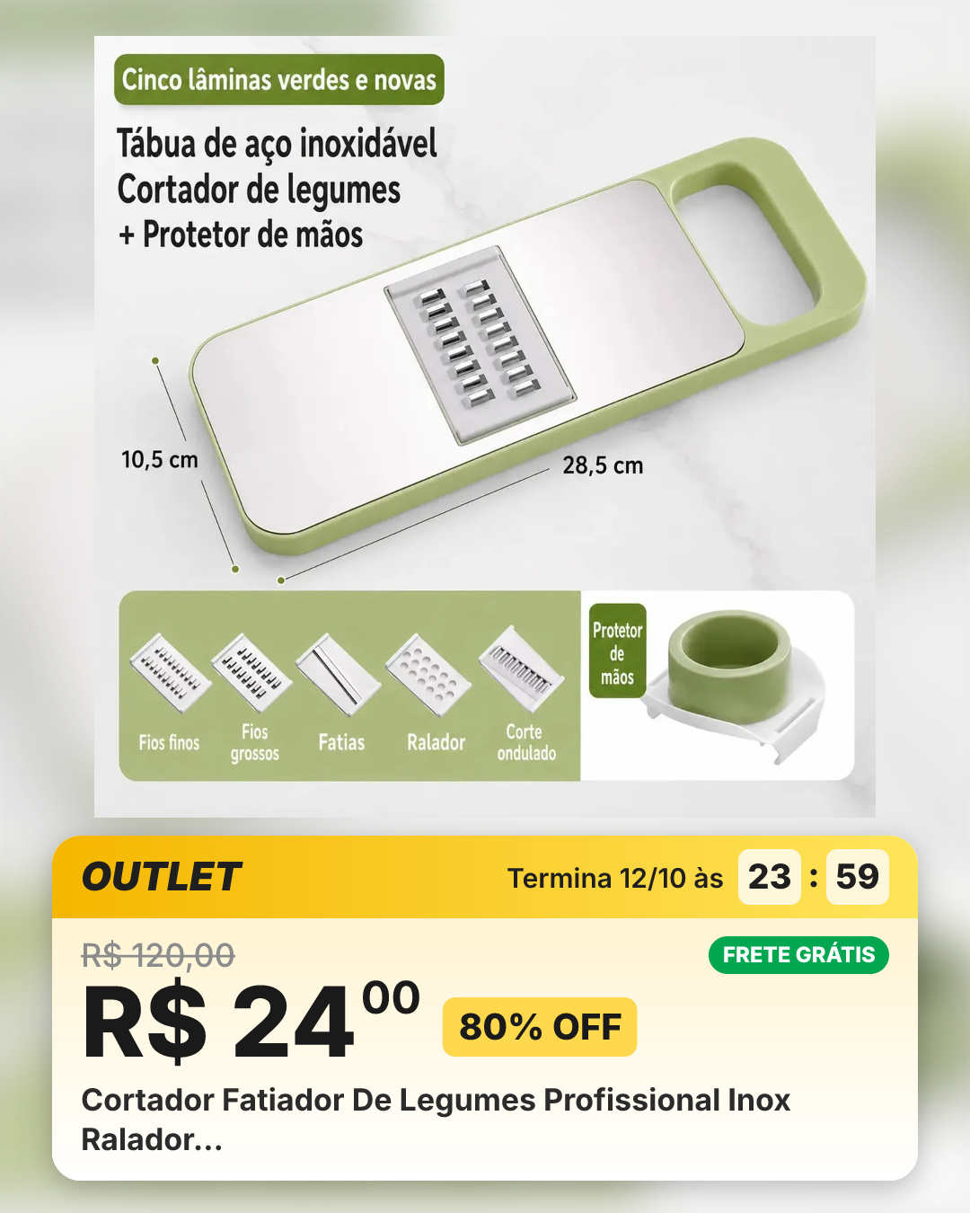 Cortador Fatiador De Legumes Profissional Inox Ralador…