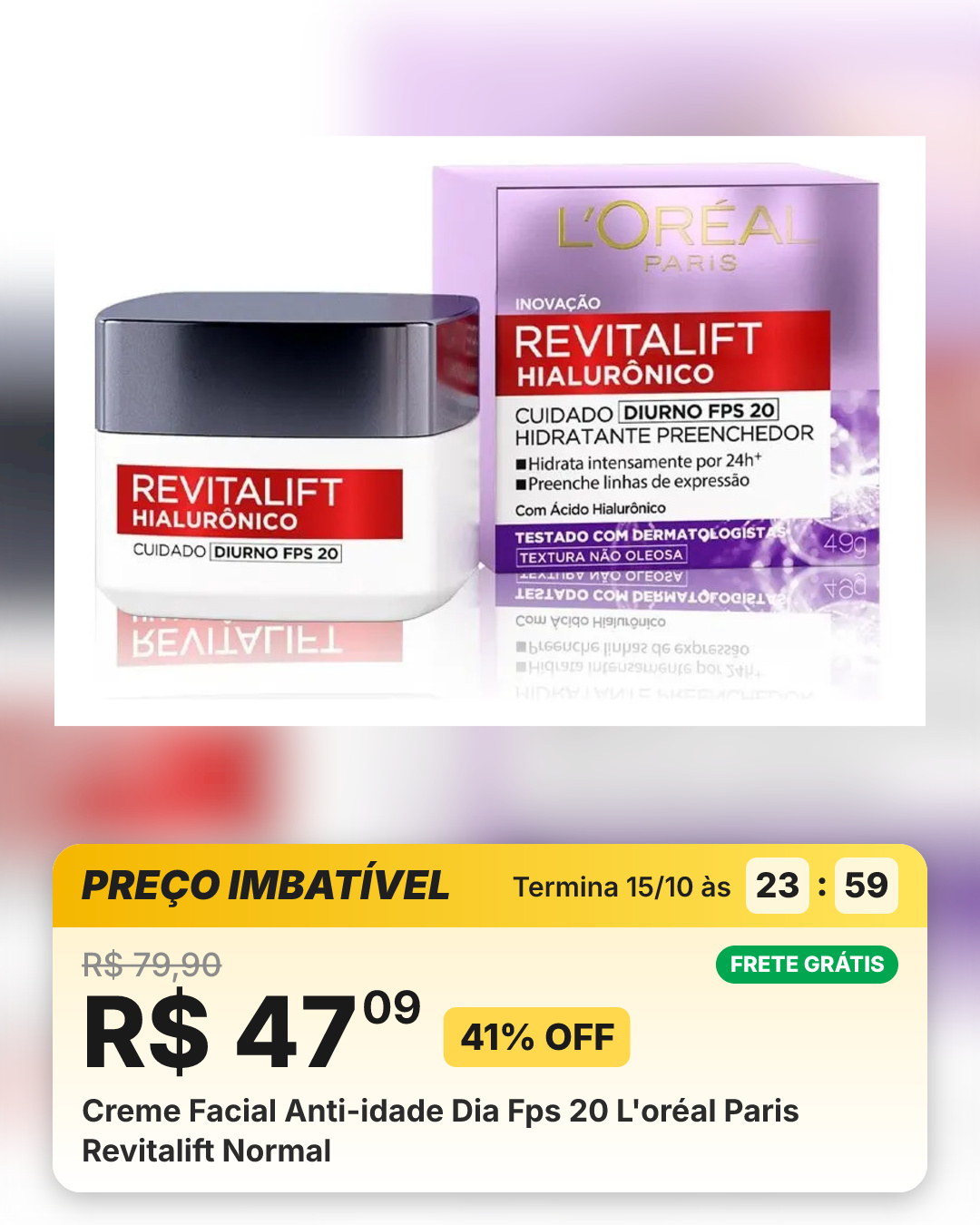 Creme Facial Anti-idade Dia Fps 20 L'oréal Paris Revitalift Normal