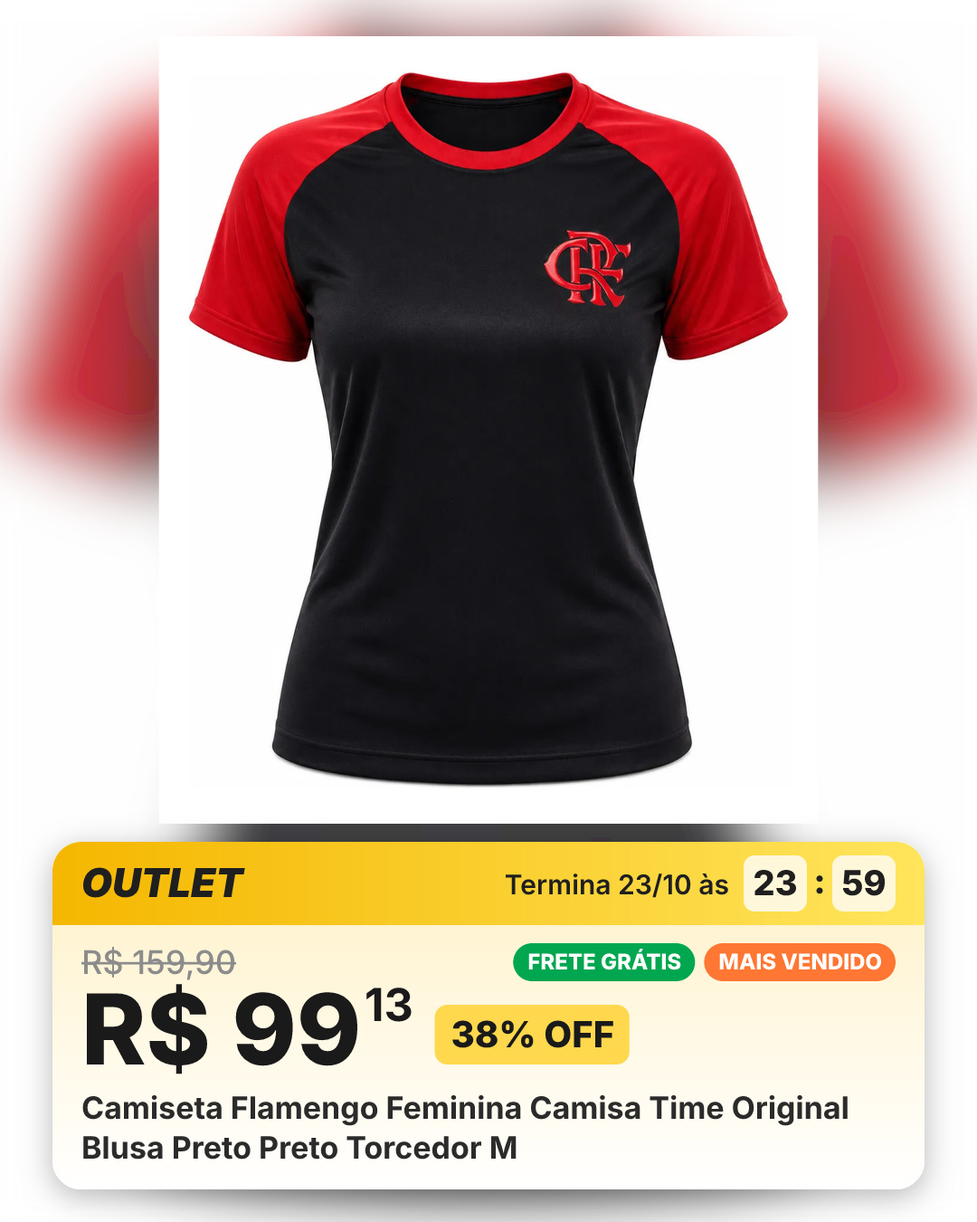 Camiseta Flamengo Feminina Camisa Time Original Blusa Preto Preto Torcedor M