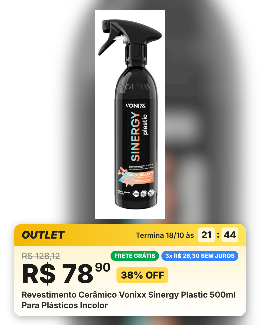 Revestimento Cerâmico Vonixx Sinergy Plastic 500ml Para Plásticos Incolor