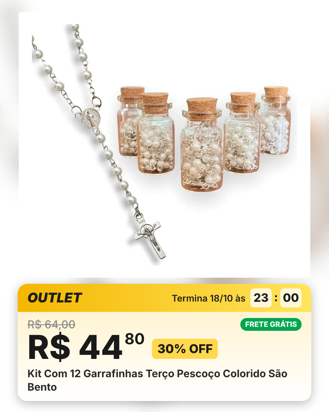 Kit Com 12 Garrafinhas Terço Pescoço Colorido São Bento
