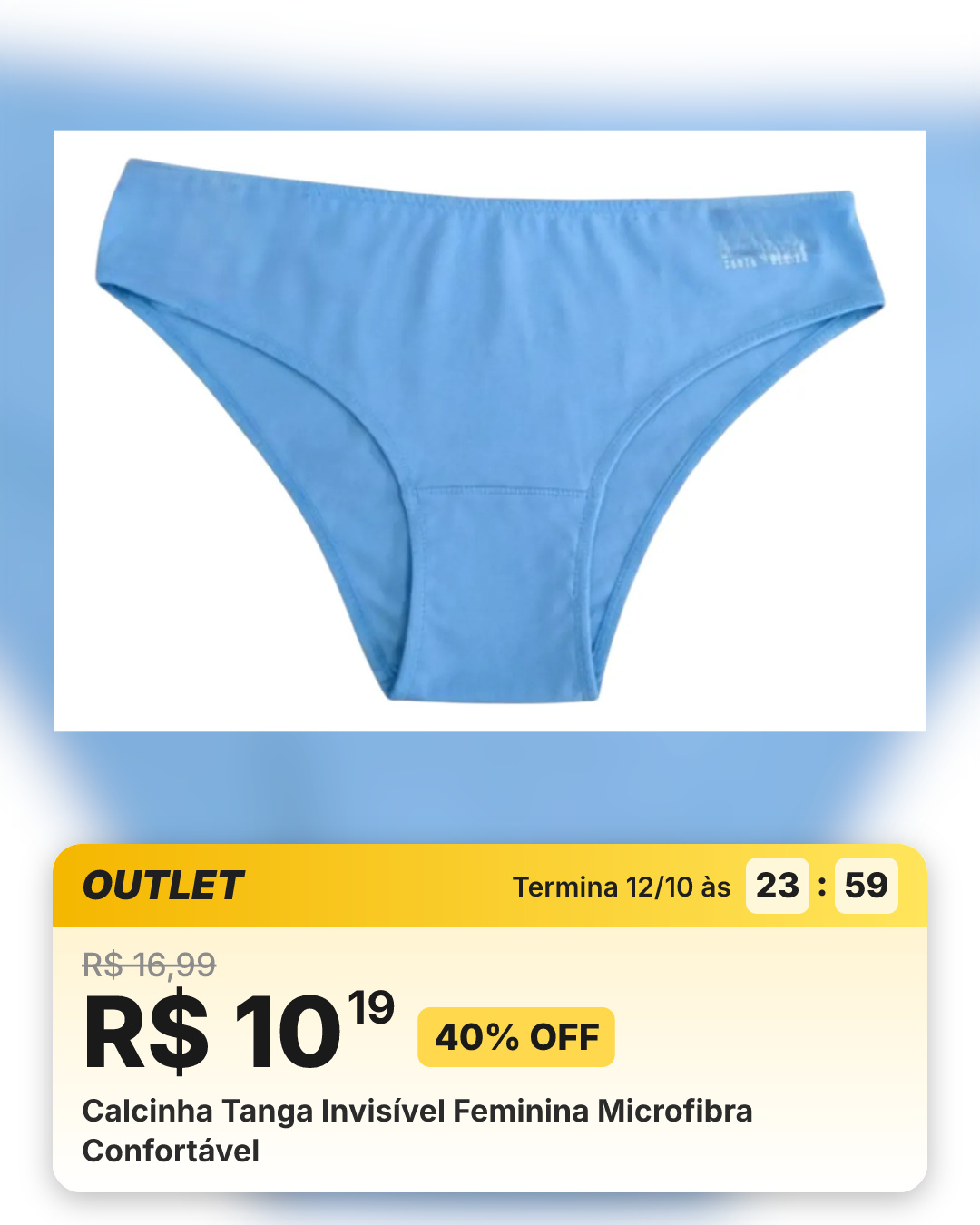 Calcinha Tanga Invisível Feminina Microfibra Confortável