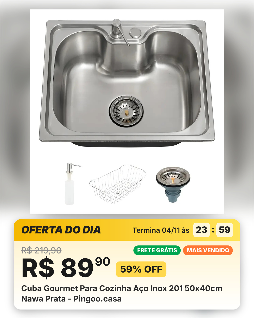 Cuba Gourmet Para Cozinha Aço Inox 201 50x40cm Nawa Prata - Pingoo.casa
