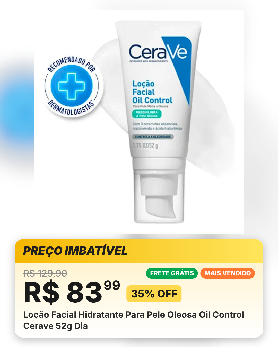 Loção Facial Hidratante Para Pele Oleosa Oil Control Cerave 52g Dia