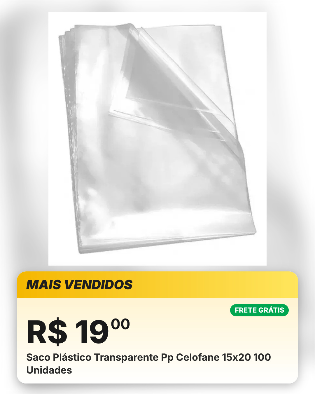 Saco Plástico Transparente Pp Celofane 15x20 100 Unidades