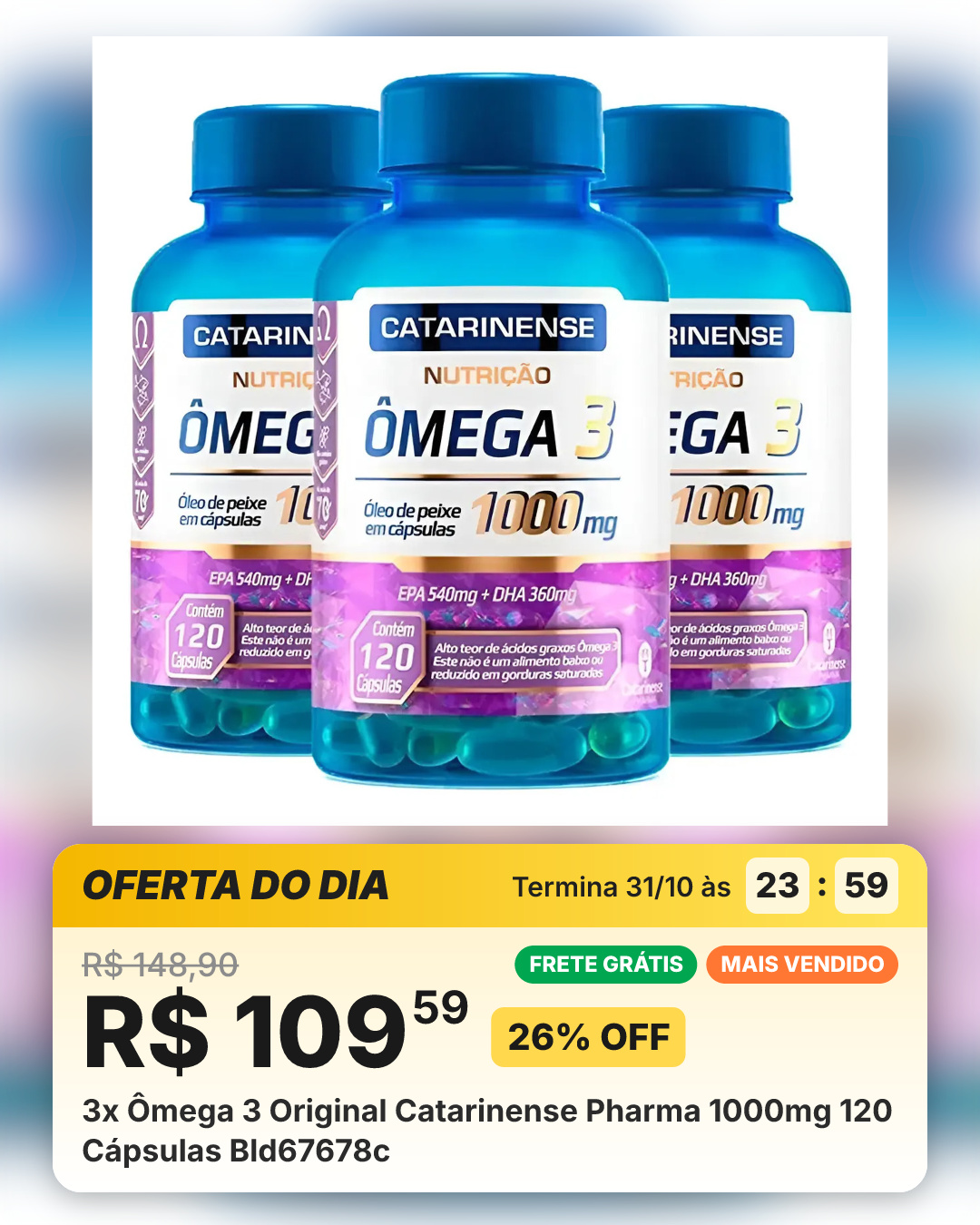 3x Ômega 3 Original Catarinense Pharma 1000mg 120 Cápsulas Bld67678c