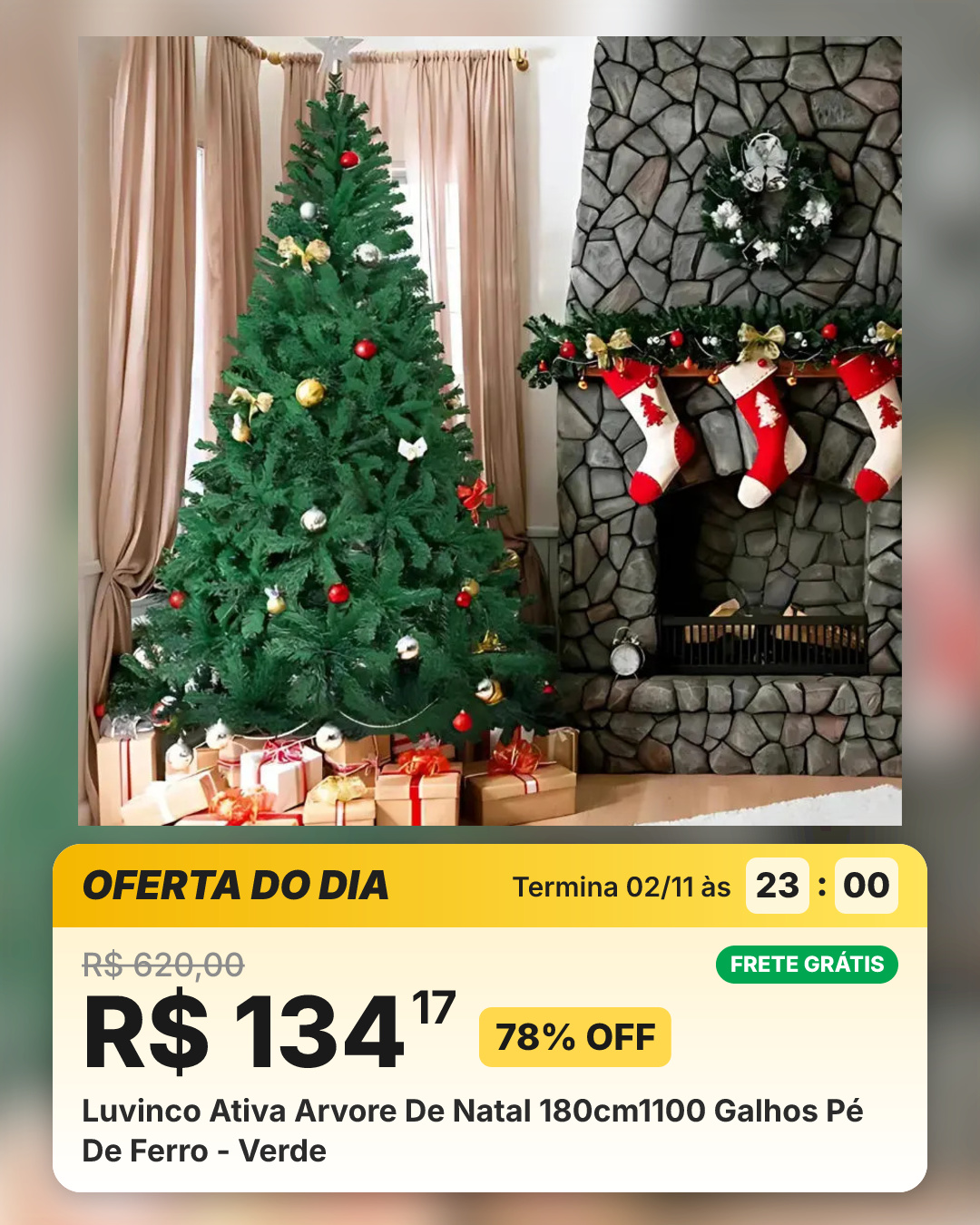 Luvinco Ativa Arvore De Natal 180cm1100 Galhos Pé De Ferro - Verde