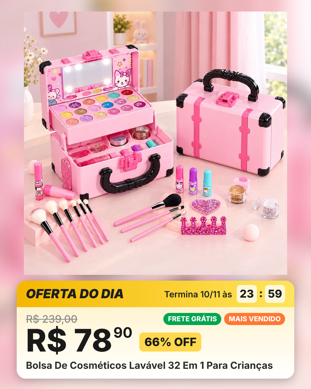 Bolsa De Cosméticos Lavável 32 Em 1 Para Crianças