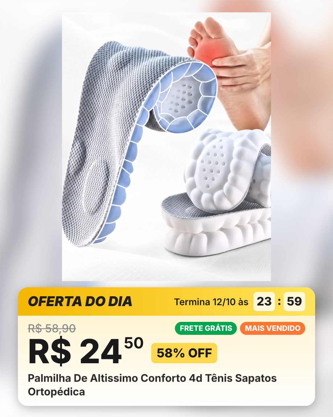 Palmilha De Altissimo Conforto 4d Tênis Sapatos Ortopédica