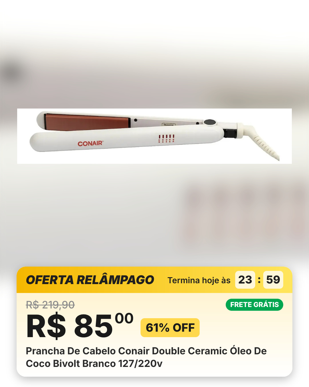 Prancha De Cabelo Conair Double Ceramic Óleo De Coco Bivolt Branco 127/220v