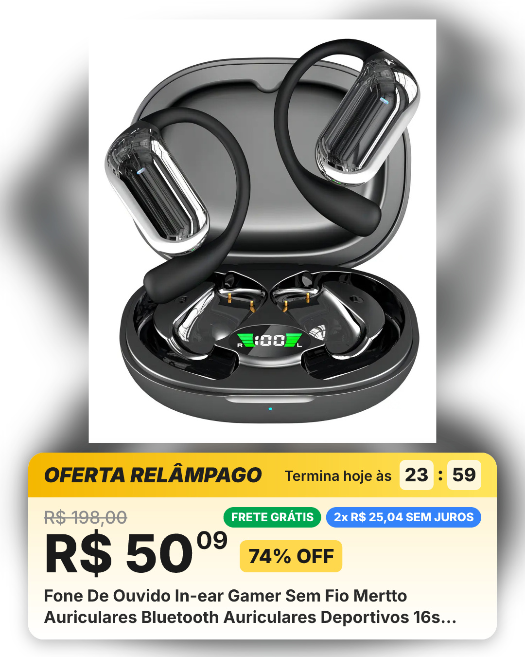 Fone De Ouvido In-ear Gamer Sem Fio Mertto Auriculares Bluetooth Auriculares Deportivos 16s Preto Com Luz Led