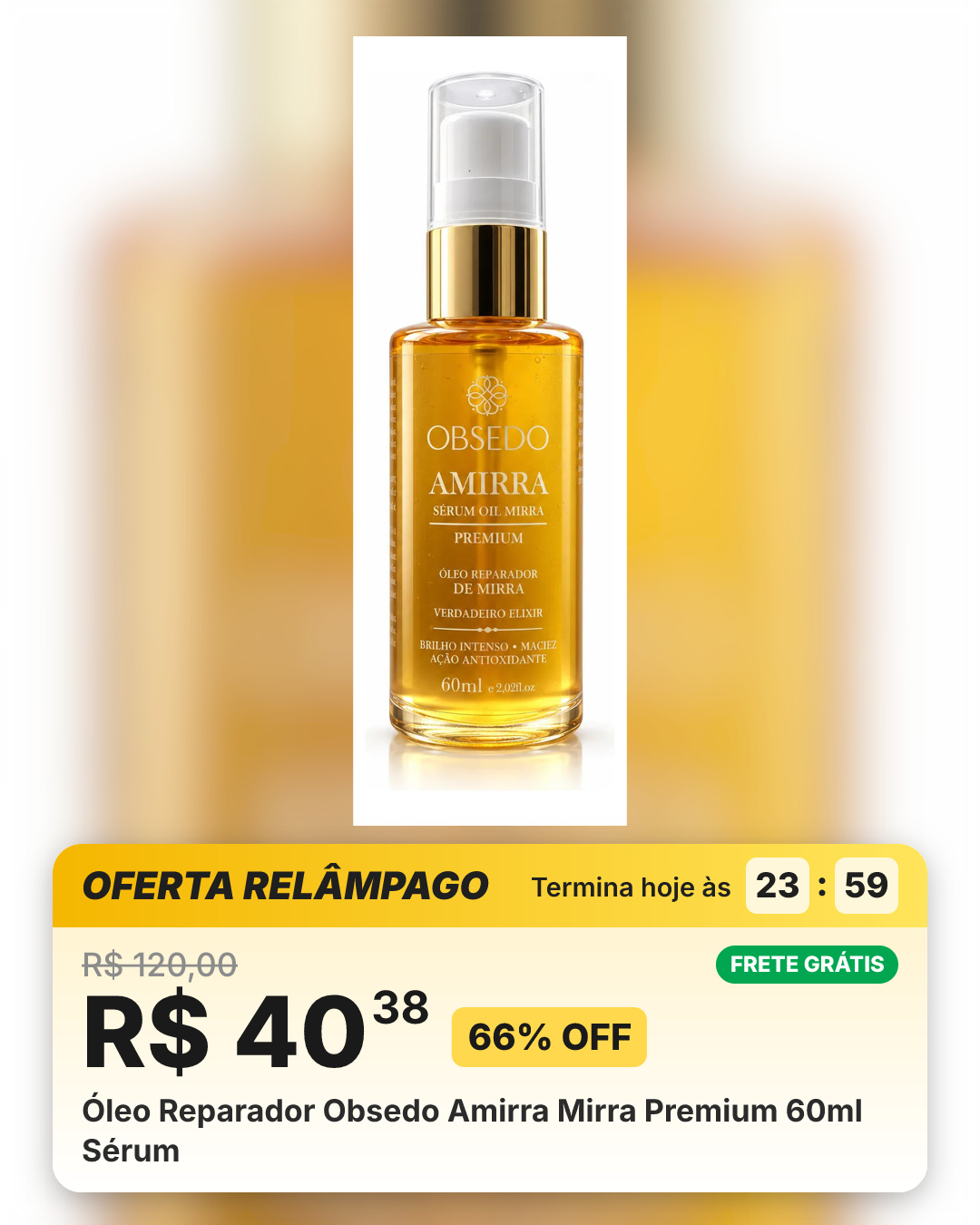 Óleo Reparador Obsedo Amirra Mirra Premium 60ml Sérum