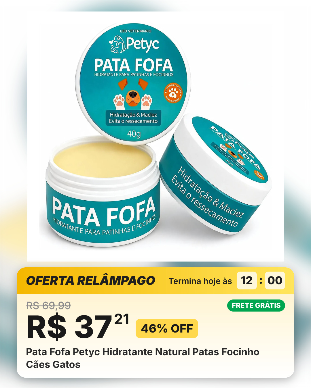 Pata Fofa Petyc Hidratante Natural Patas Focinho Cães Gatos