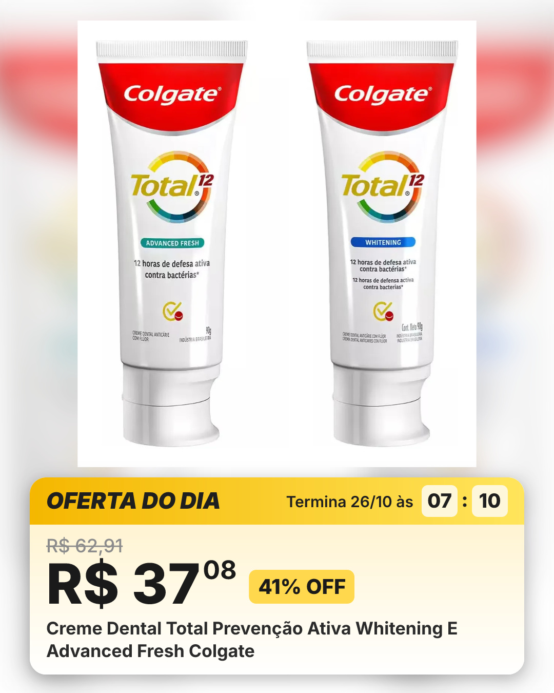Creme Dental Total Prevenção Ativa Whitening E Advanced Fresh Colgate