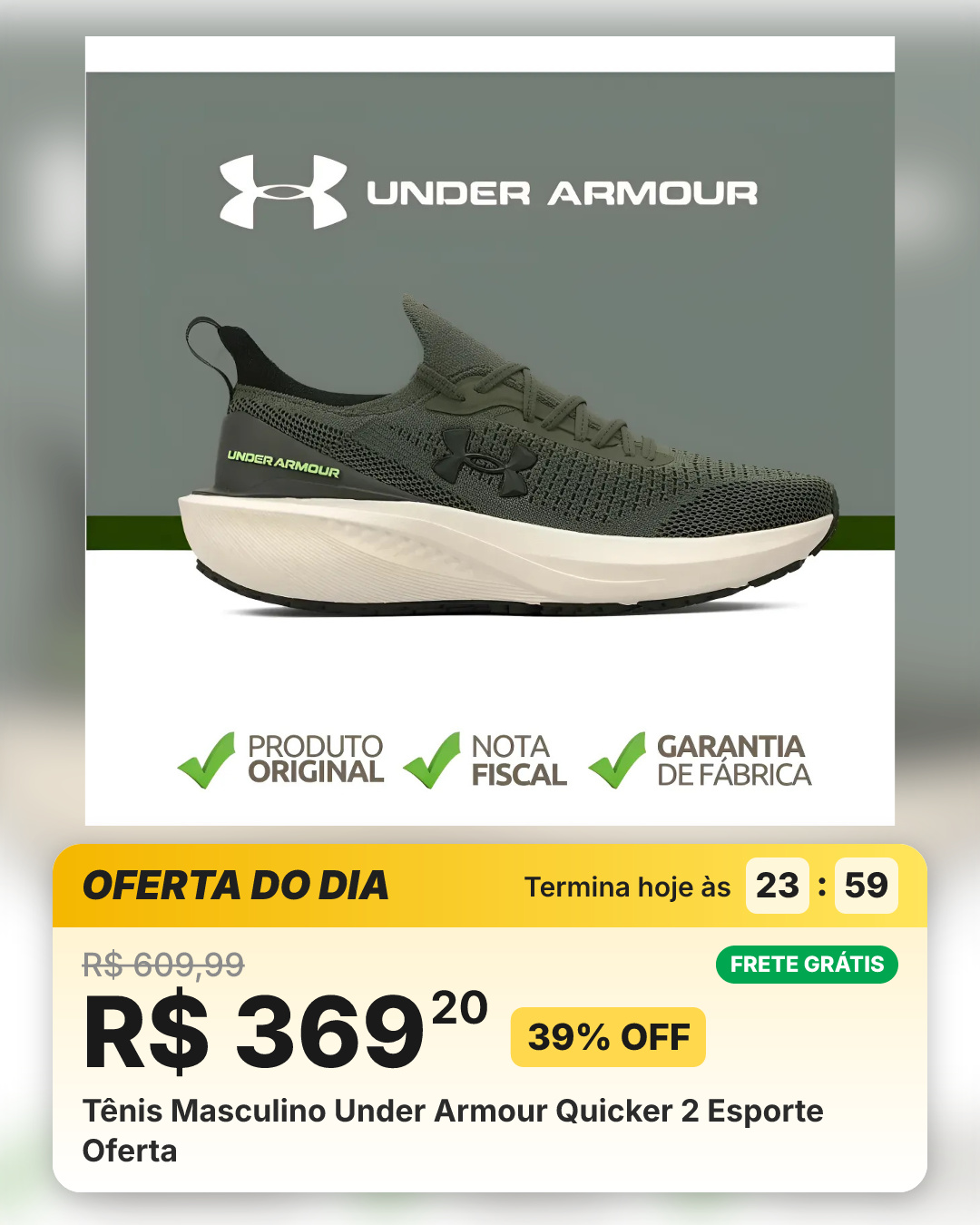 Tênis Masculino Under Armour Quicker 2 Esporte Oferta