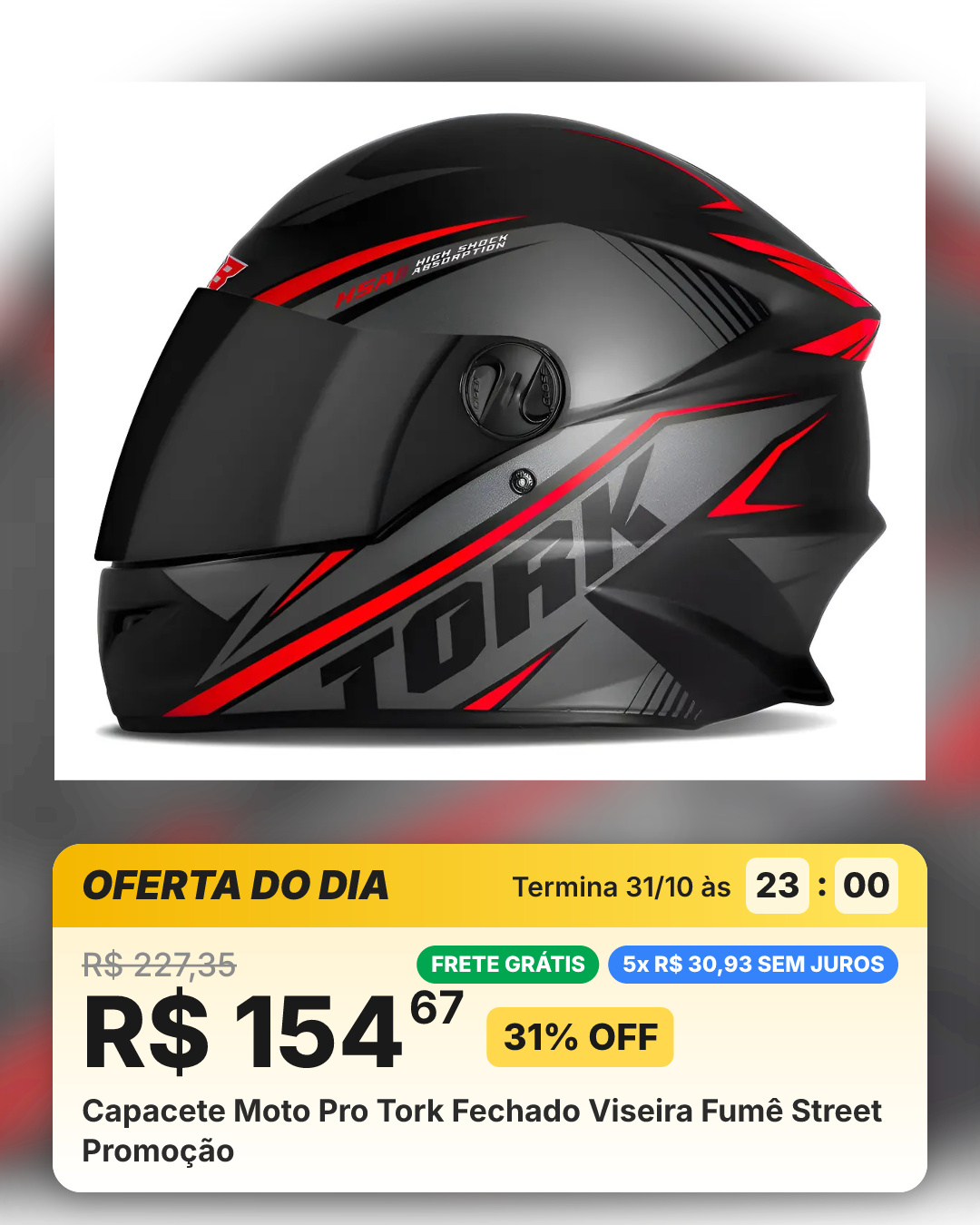 Capacete Moto Pro Tork Fechado Viseira Fumê Street Promoção
