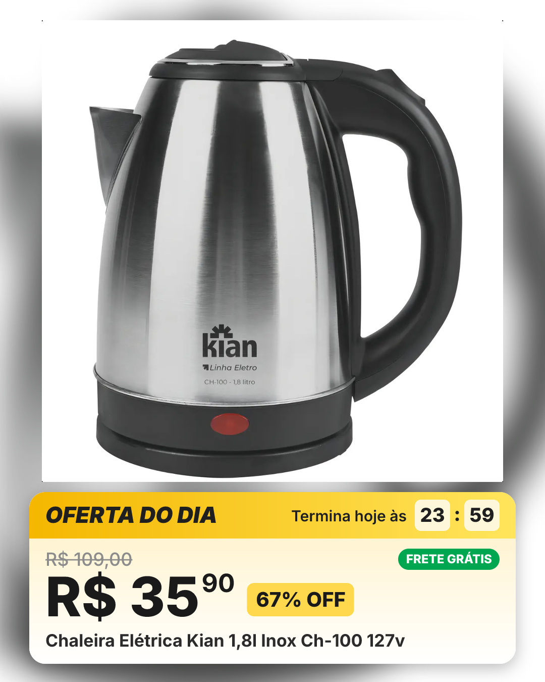 Chaleira Elétrica Kian 1,8l Inox Ch-100 127v