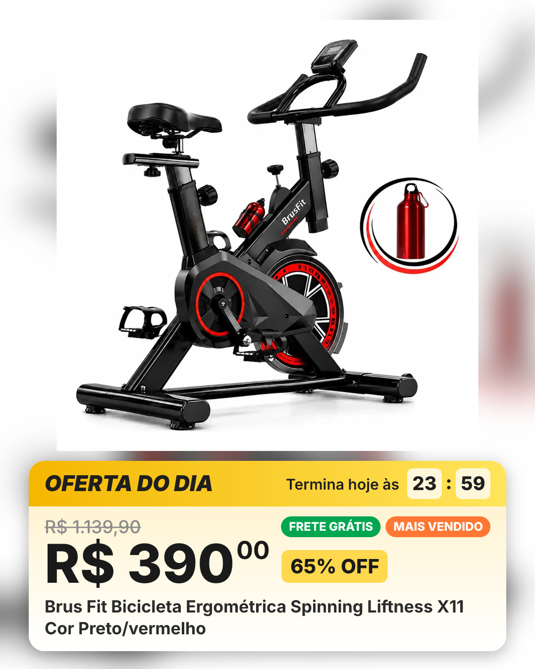 Brus Fit Bicicleta Ergométrica Spinning Liftness X11 Cor Preto/vermelho